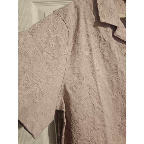Lilac & London Other - NWT Mens XXL Short Sleeve Button Up Shirt Cotton Lace Lilac Cuban Style Collar